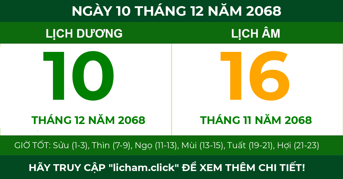 lịch âm ngày 10 tháng 12 năm 2068