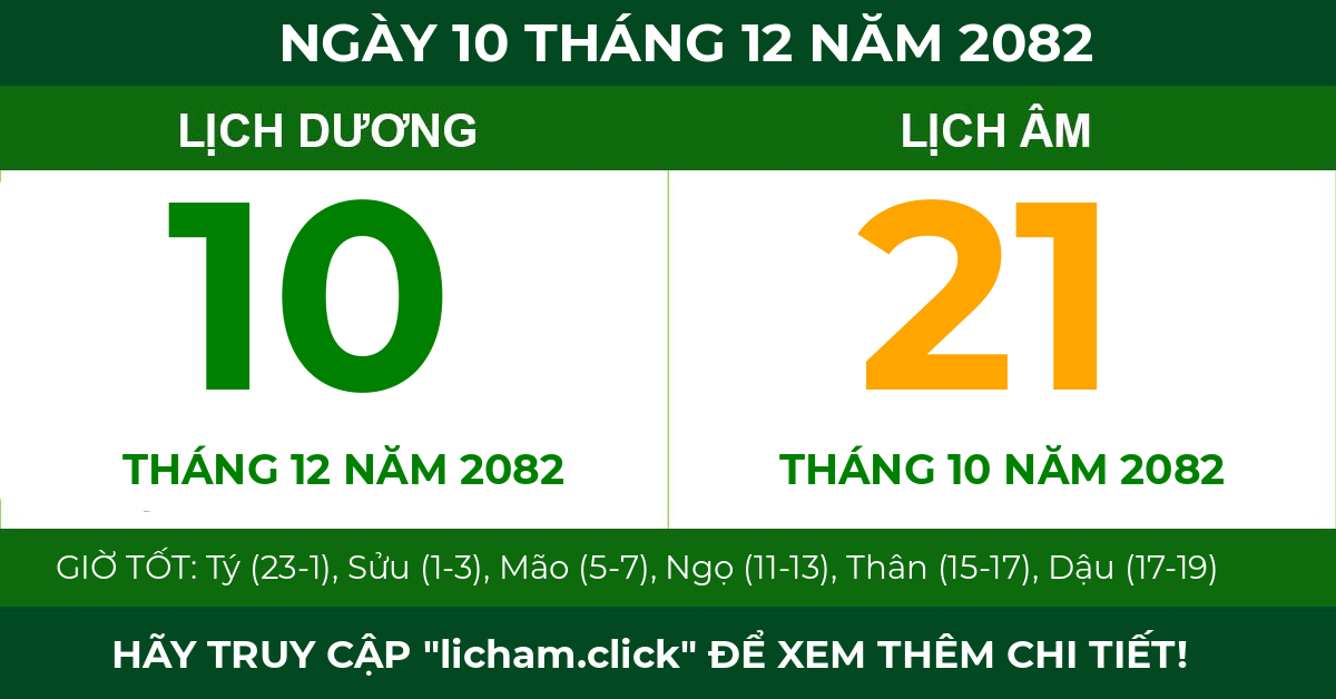 lịch âm ngày 10 tháng 12 năm 2082