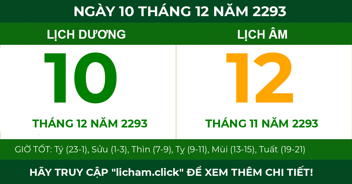 lịch âm ngày 10 tháng 12 năm 2293