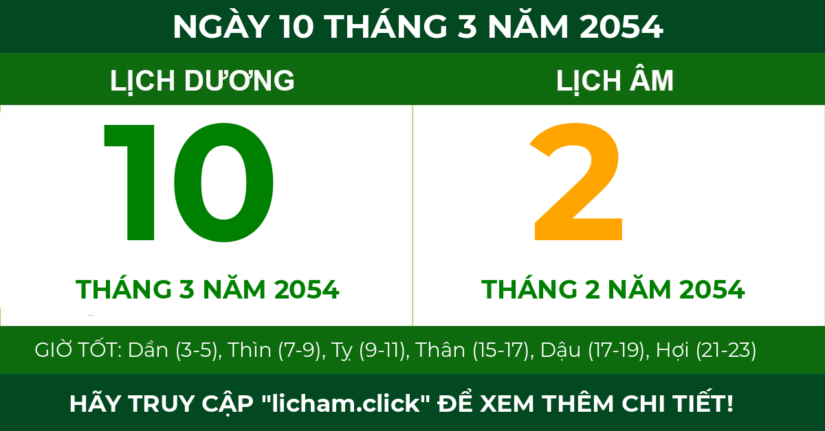 lịch âm ngày 10 tháng 3 năm 2054