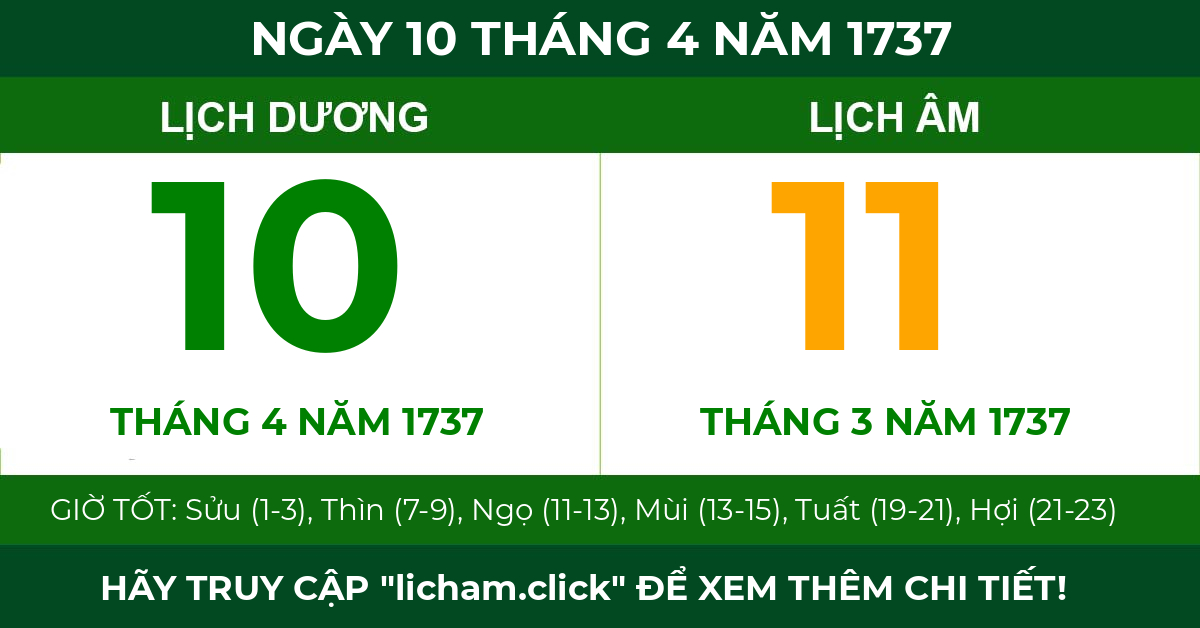 lịch âm ngày 10 tháng 4 năm 1737