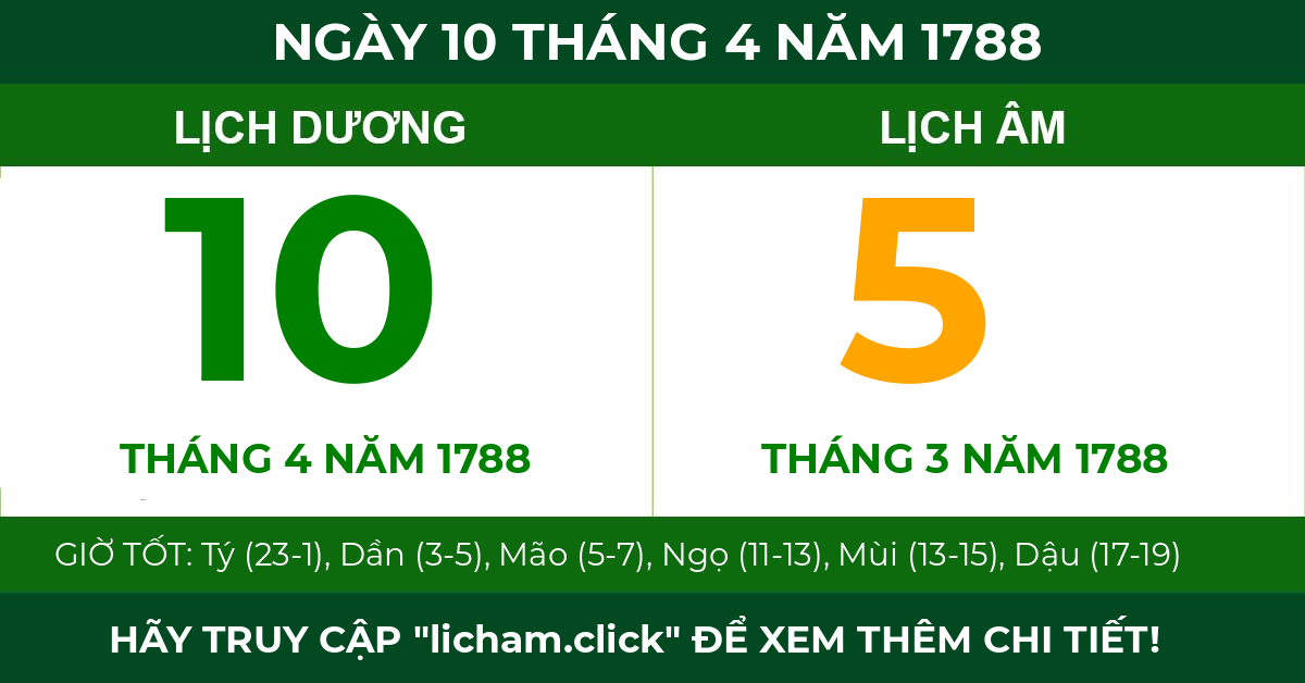 lịch âm ngày 10 tháng 4 năm 1788