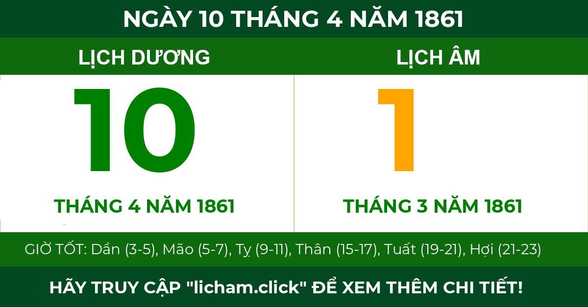 lịch âm ngày 10 tháng 4 năm 1861