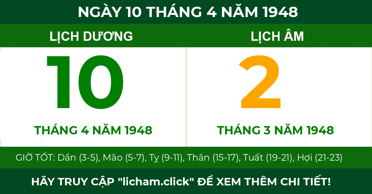 lịch âm ngày 10 tháng 4 năm 1948
