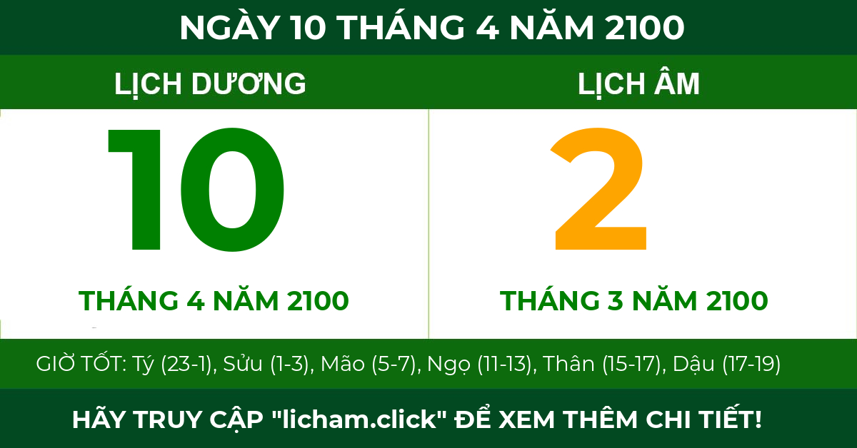 lịch âm ngày 10 tháng 4 năm 2100