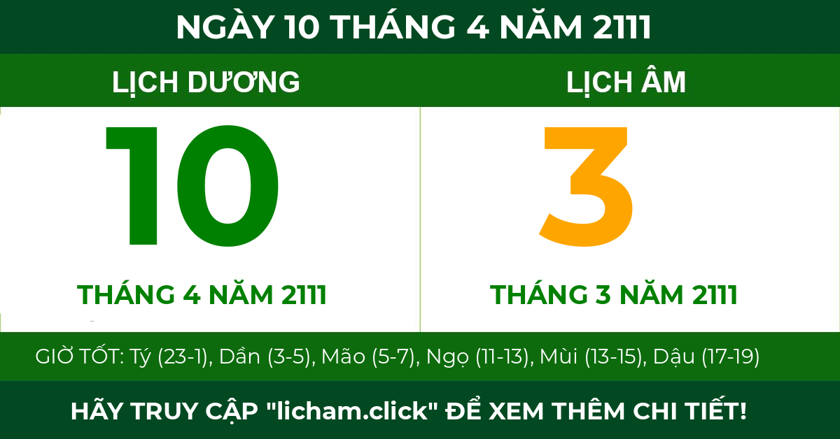 lịch âm ngày 10 tháng 4 năm 2111