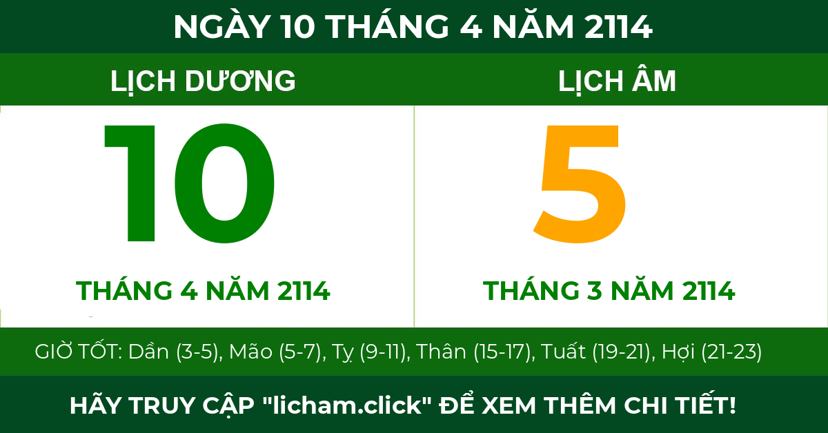 lịch âm ngày 10 tháng 4 năm 2114