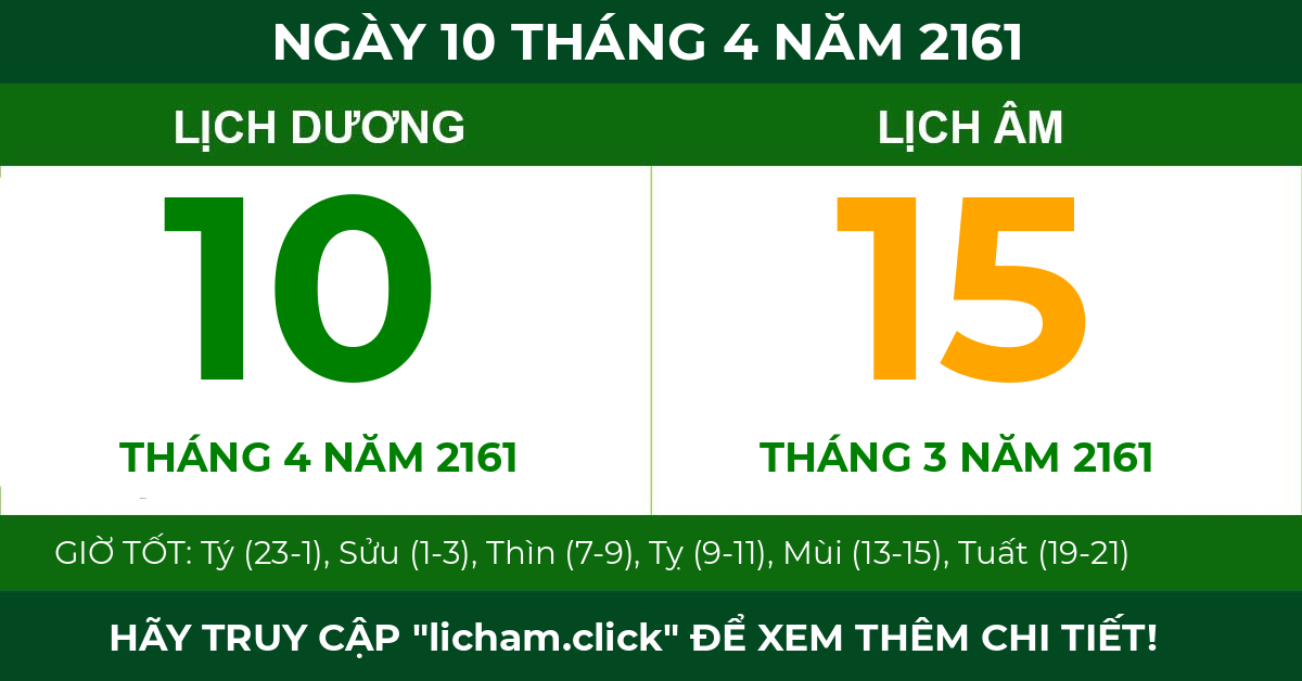 lịch âm ngày 10 tháng 4 năm 2161