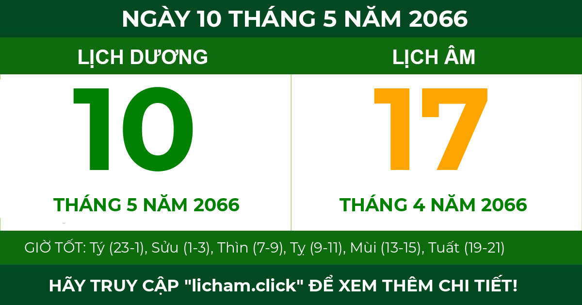 lịch âm ngày 10 tháng 5 năm 2066