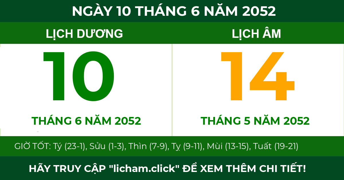 lịch âm ngày 10 tháng 6 năm 2052