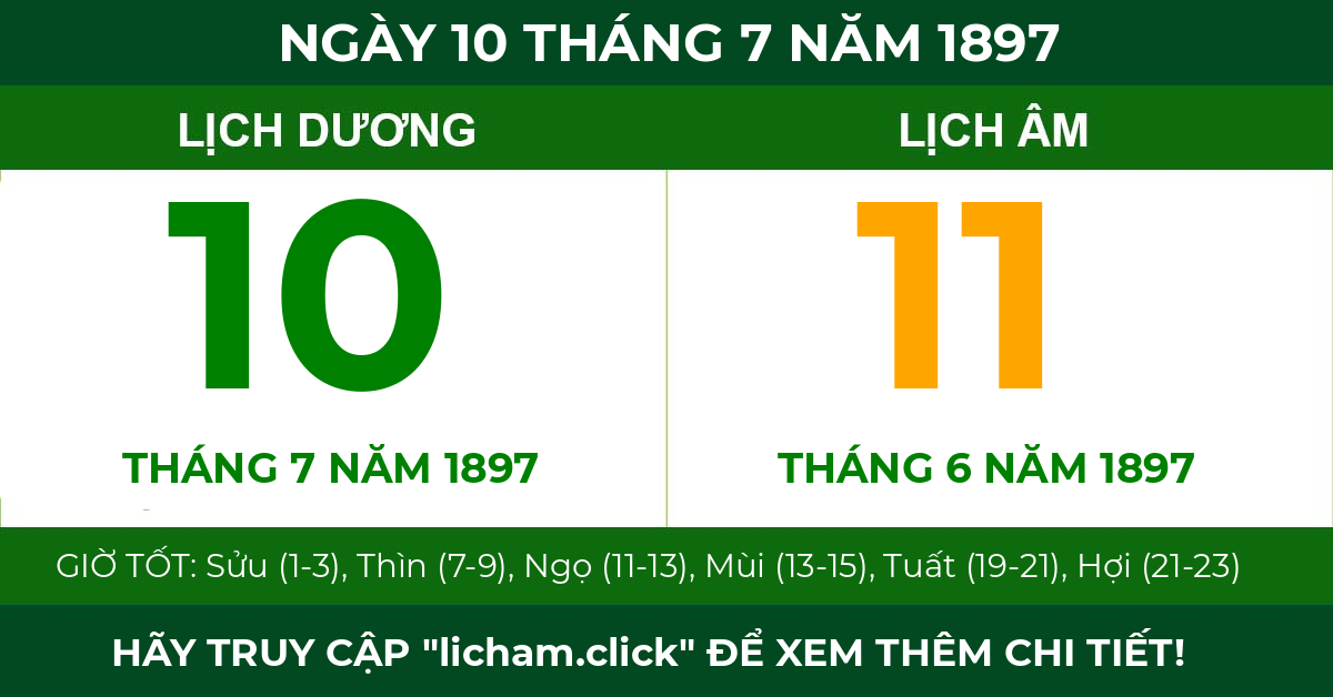lịch âm ngày 10 tháng 7 năm 1897