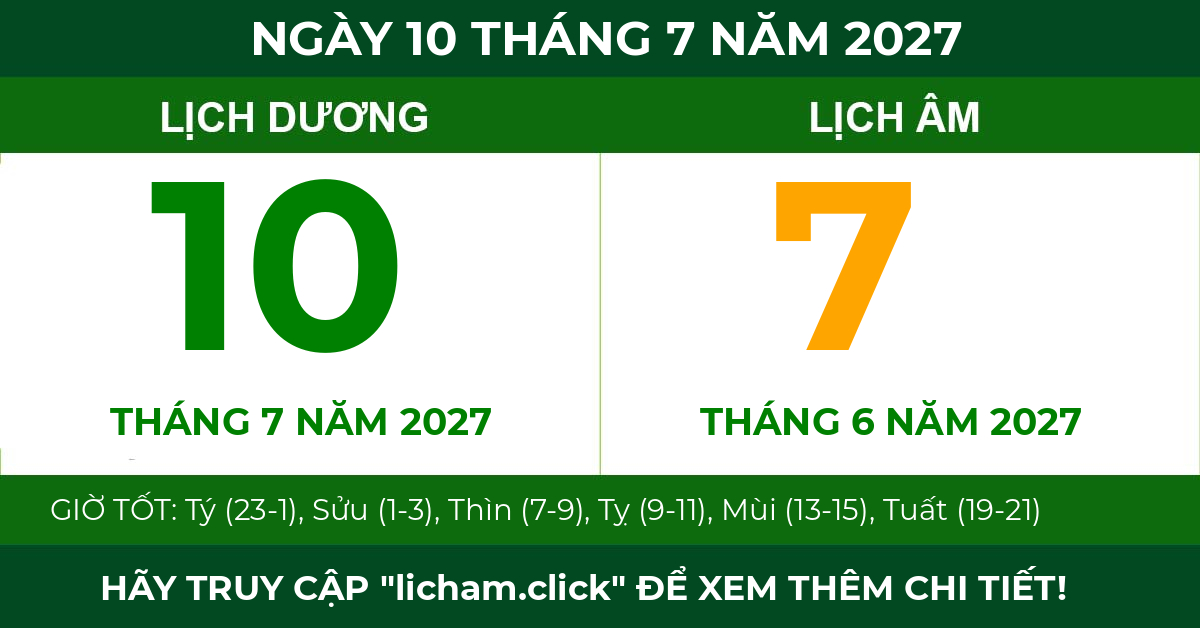 lịch âm ngày 10 tháng 7 năm 2027