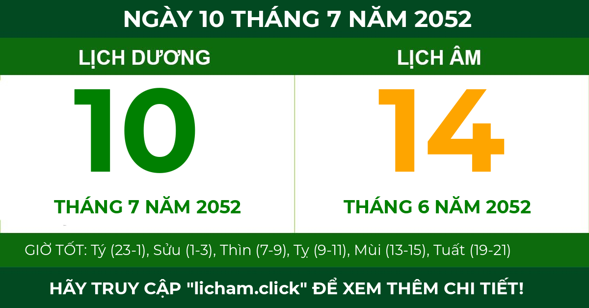 lịch âm ngày 10 tháng 7 năm 2052