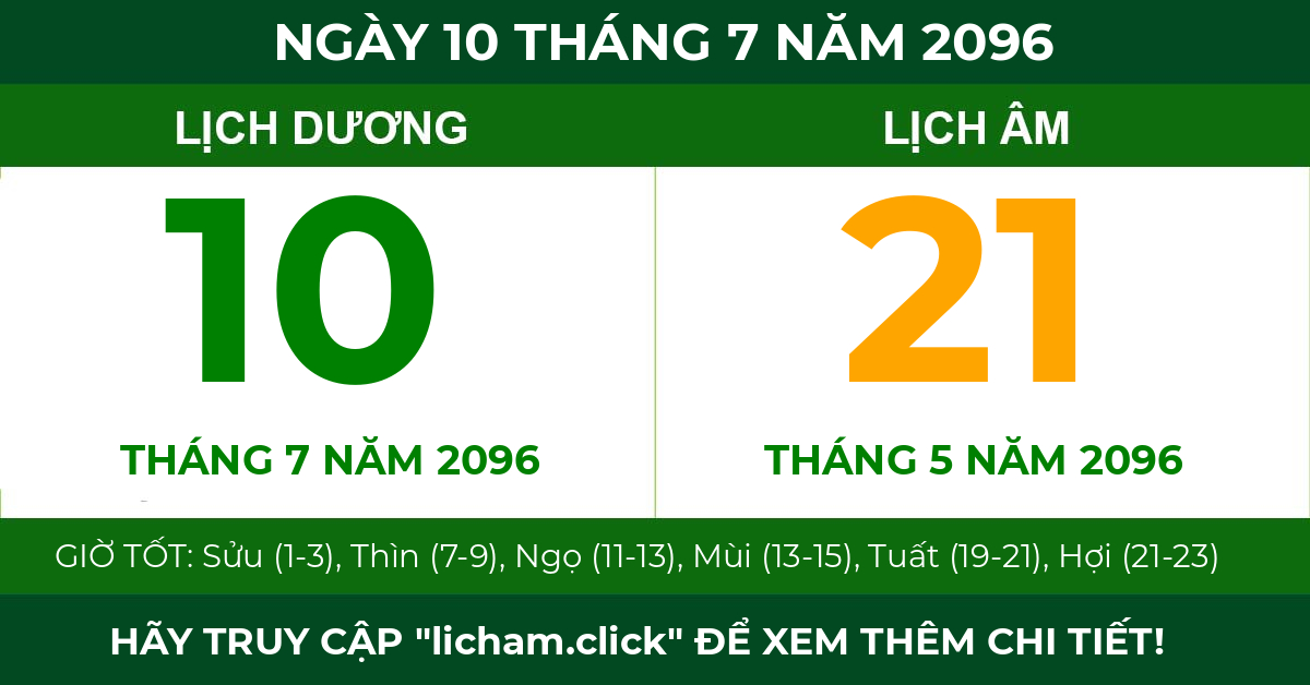 lịch âm ngày 10 tháng 7 năm 2096