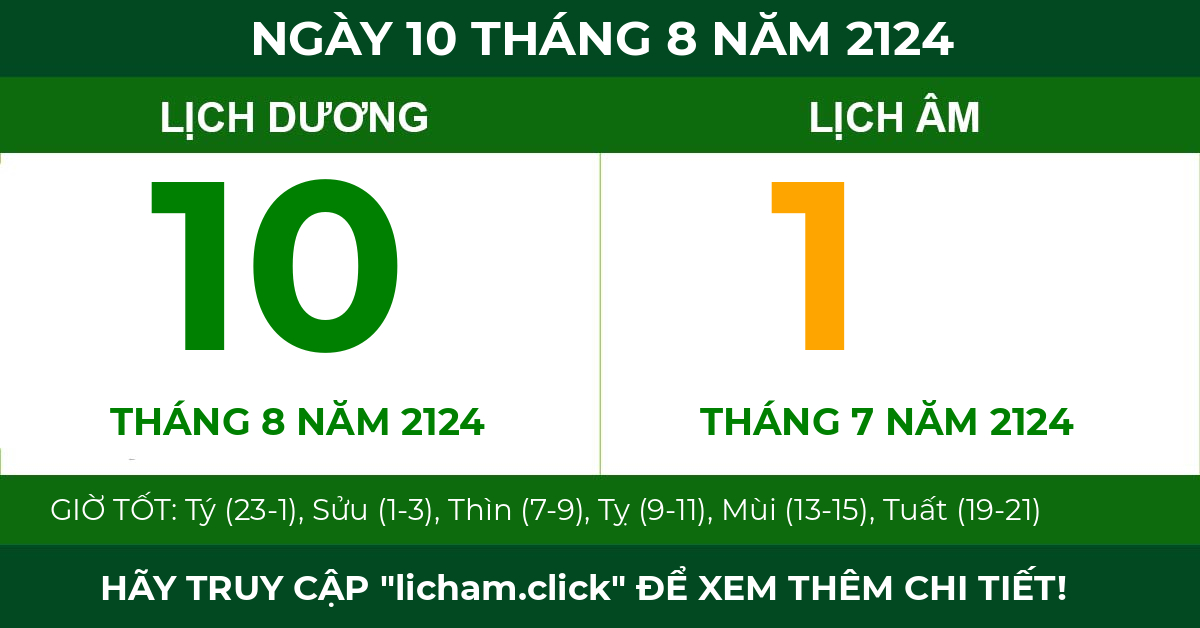 lịch âm ngày 10 tháng 8 năm 2124