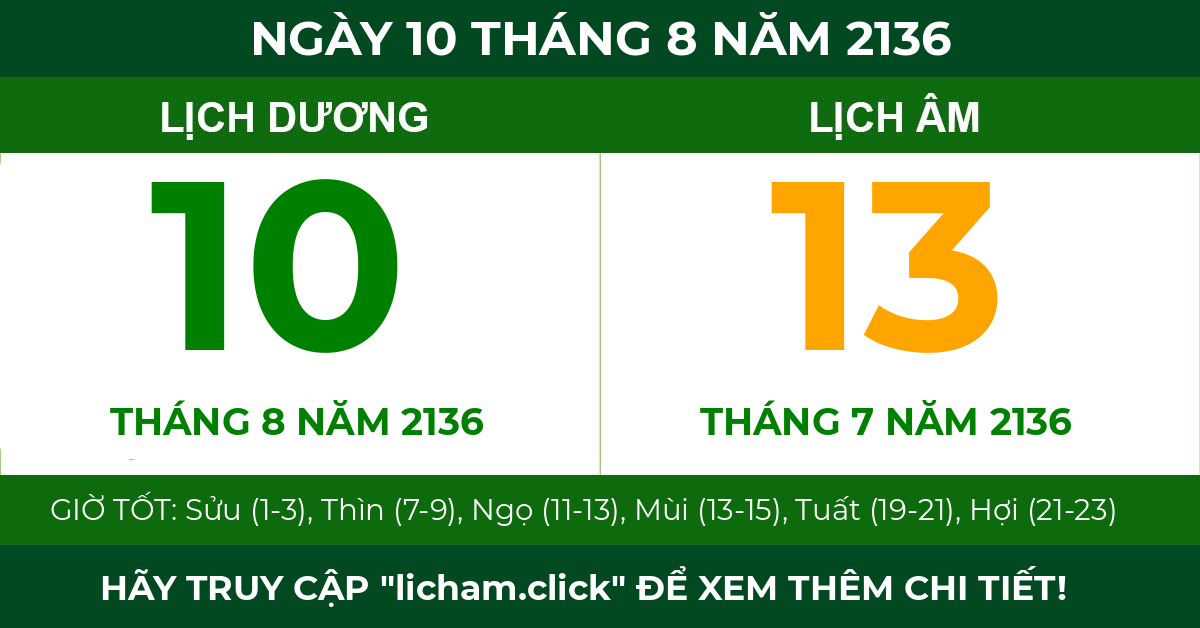 lịch âm ngày 10 tháng 8 năm 2136