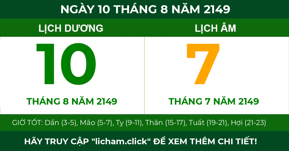lịch âm ngày 10 tháng 8 năm 2149
