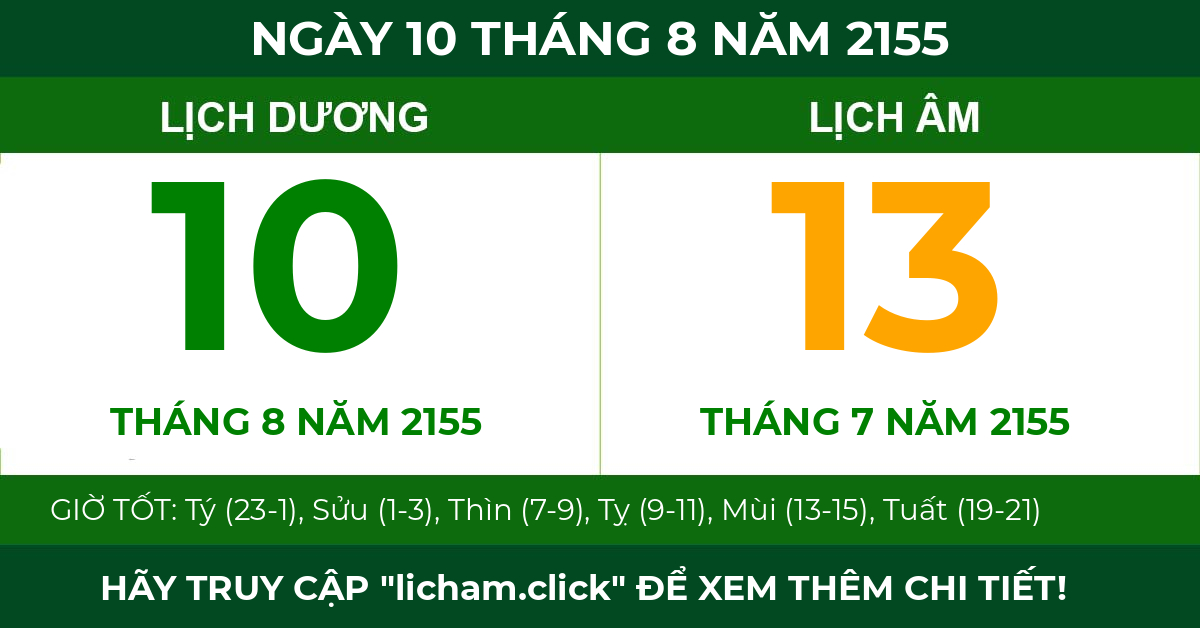 lịch âm ngày 10 tháng 8 năm 2155