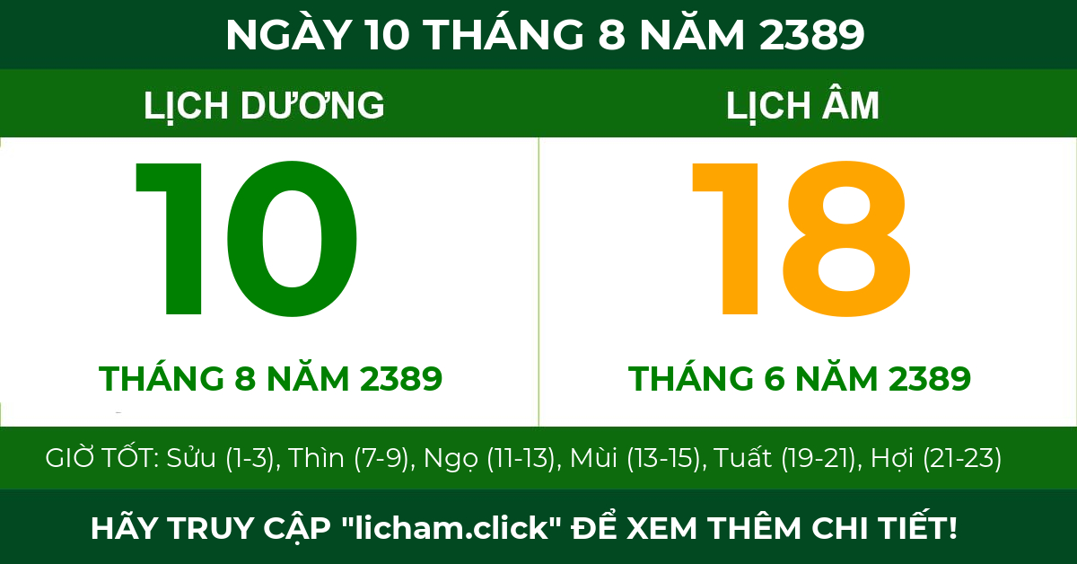 lịch âm ngày 10 tháng 8 năm 2389