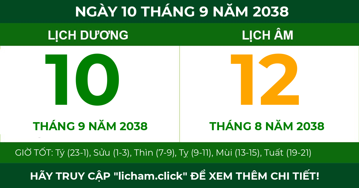 lịch âm ngày 10 tháng 9 năm 2038