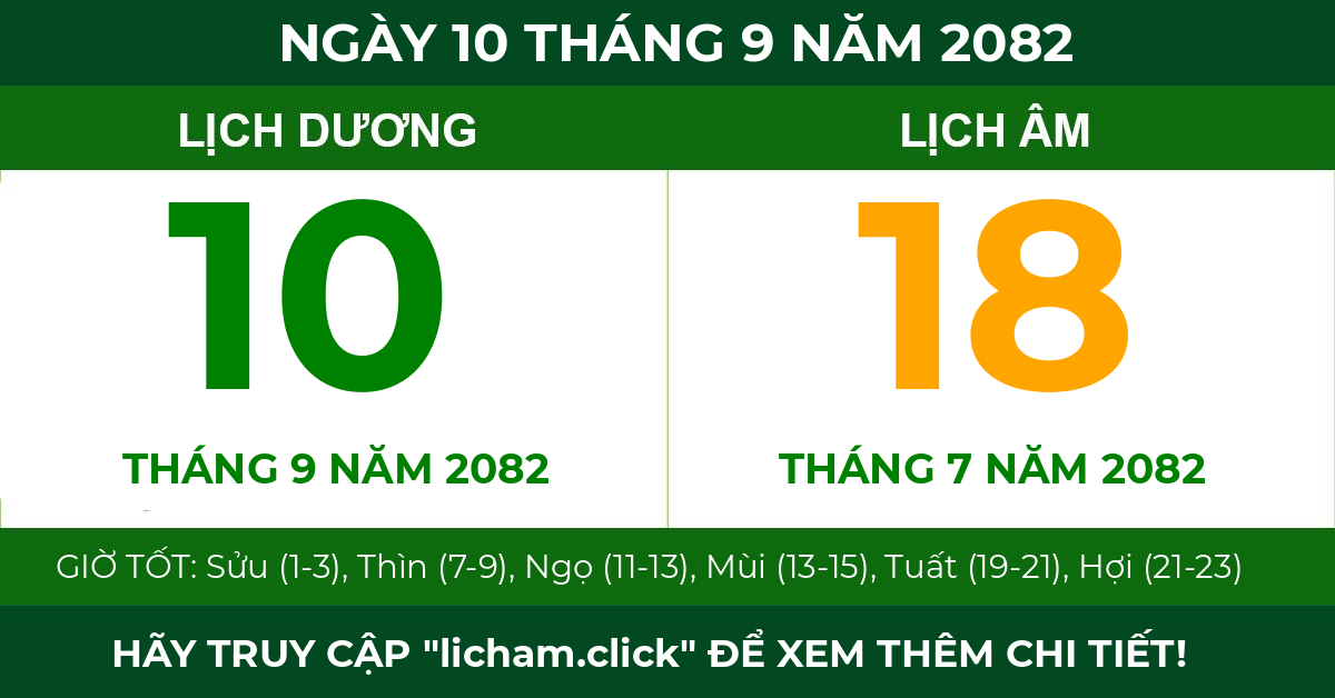 lịch âm ngày 10 tháng 9 năm 2082