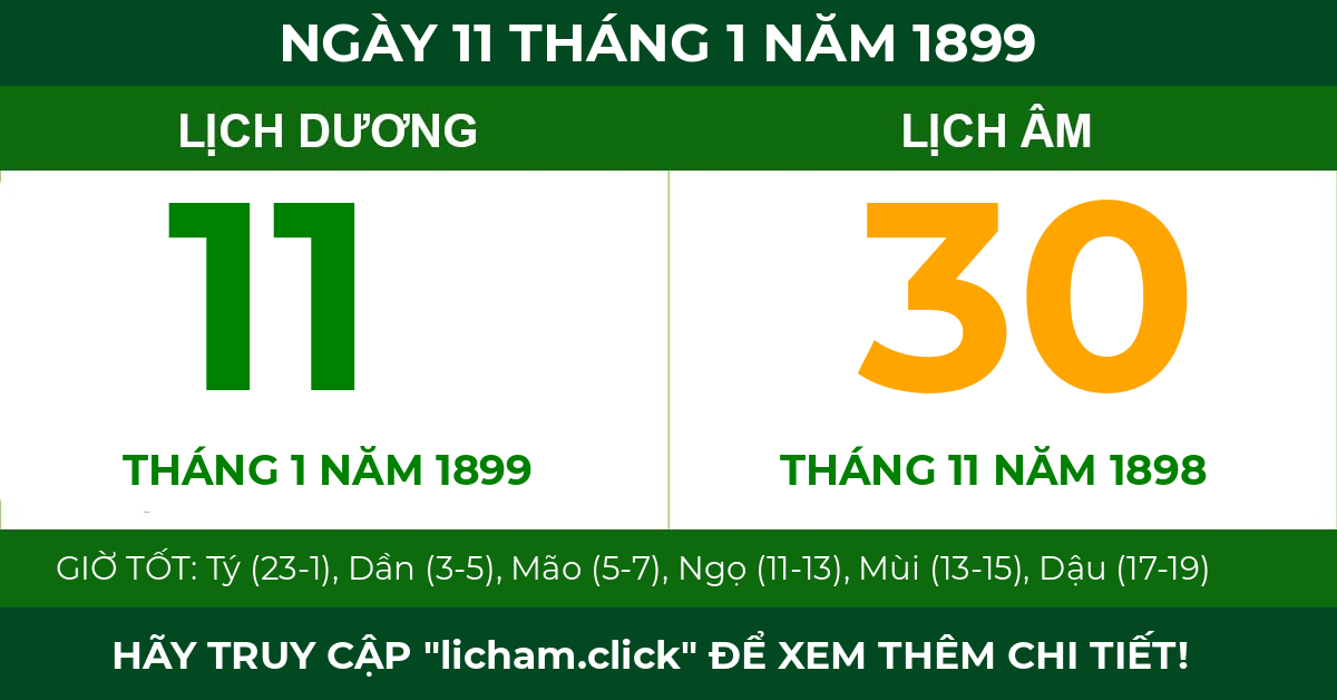 lịch âm ngày 11 tháng 1 năm 1899