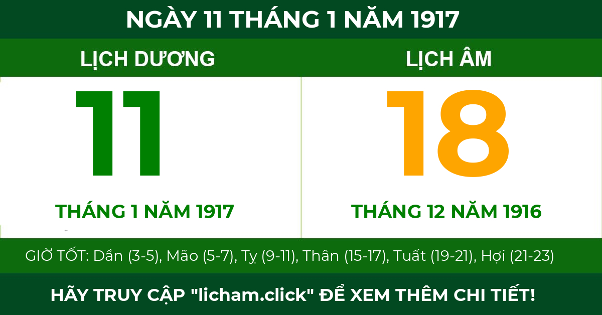 lịch âm ngày 11 tháng 1 năm 1917