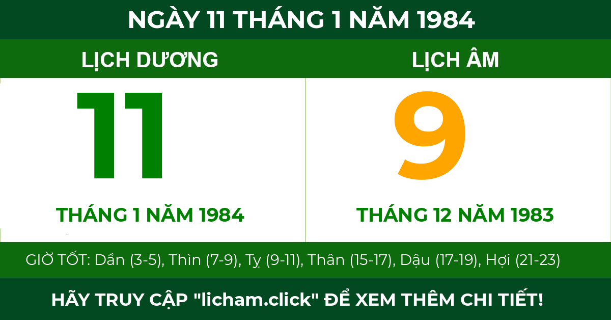 lịch âm ngày 11 tháng 1 năm 1984