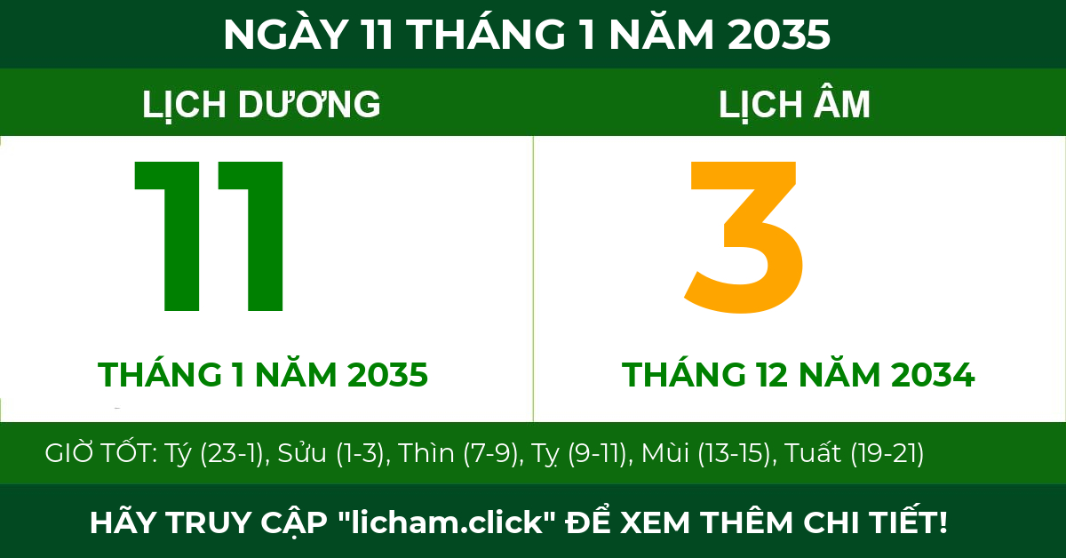 lịch âm ngày 11 tháng 1 năm 2035