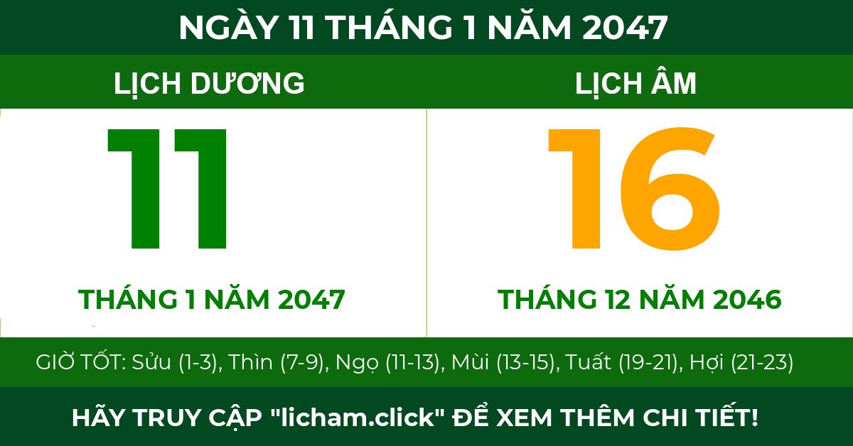 lịch âm ngày 11 tháng 1 năm 2047