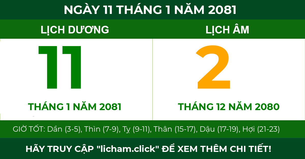 lịch âm ngày 11 tháng 1 năm 2081