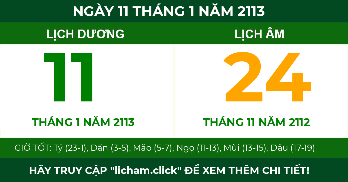 lịch âm ngày 11 tháng 1 năm 2113