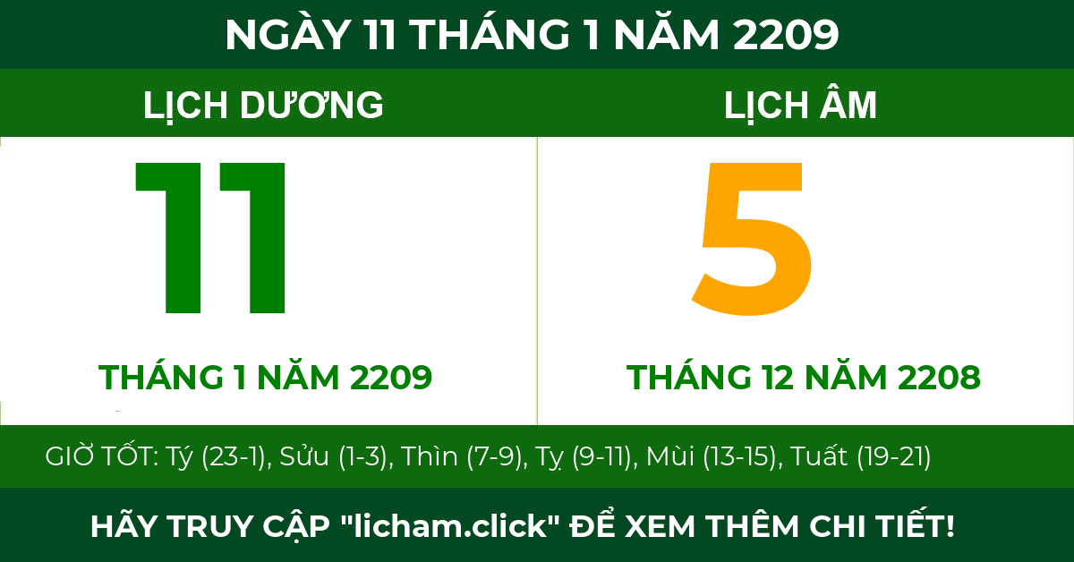 lịch âm ngày 11 tháng 1 năm 2209