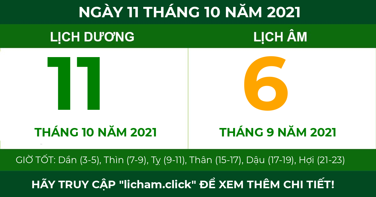 lịch âm ngày 11 tháng 10 năm 2021