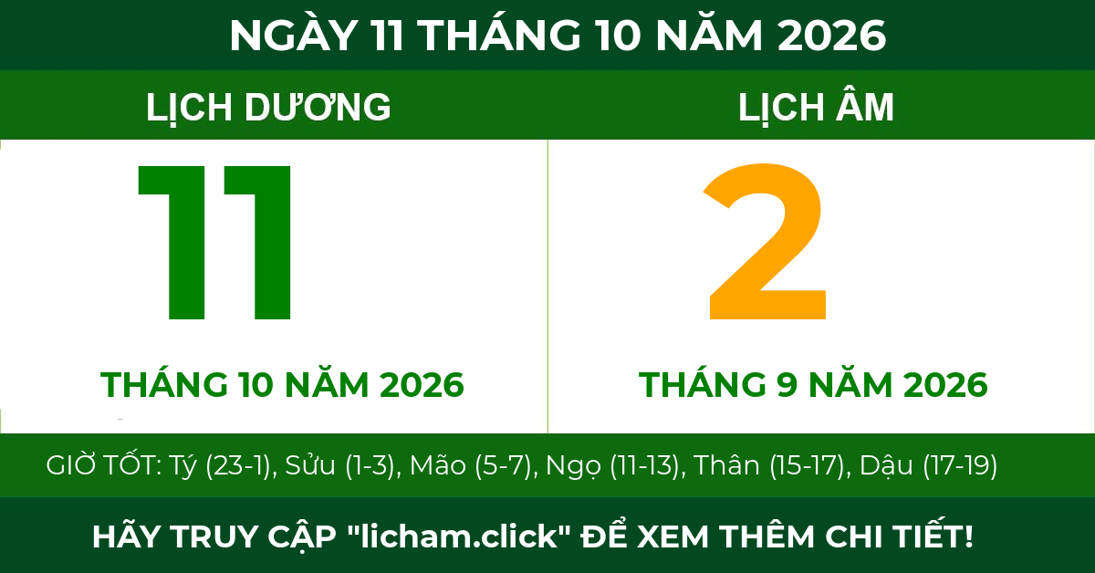 lịch âm ngày 11 tháng 10 năm 2026
