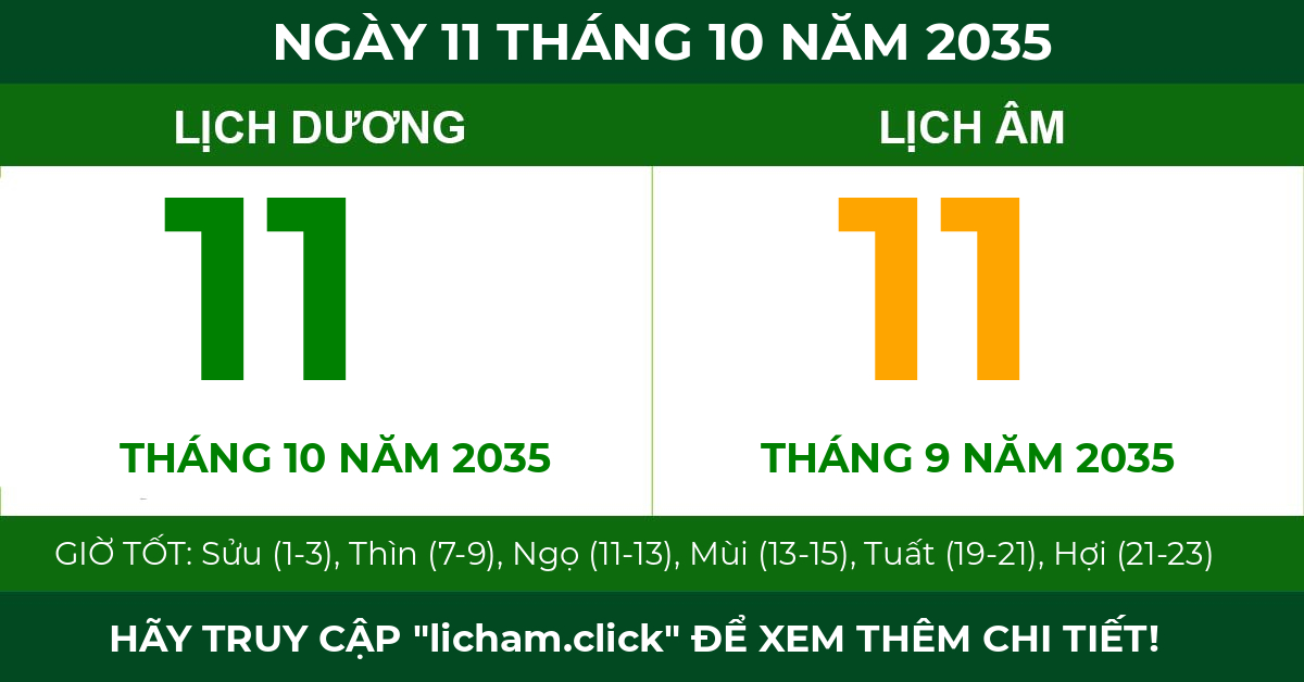 lịch âm ngày 11 tháng 10 năm 2035