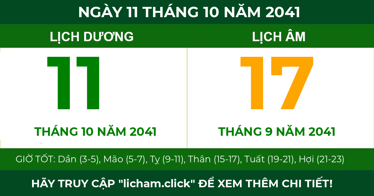 lịch âm ngày 11 tháng 10 năm 2041