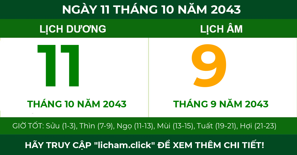 lịch âm ngày 11 tháng 10 năm 2043