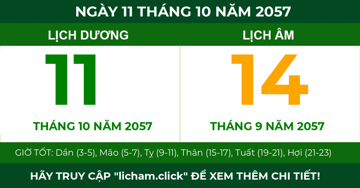 lịch âm ngày 11 tháng 10 năm 2057