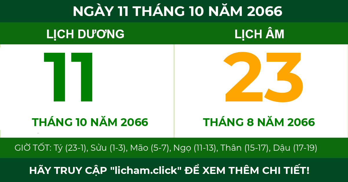 lịch âm ngày 11 tháng 10 năm 2066