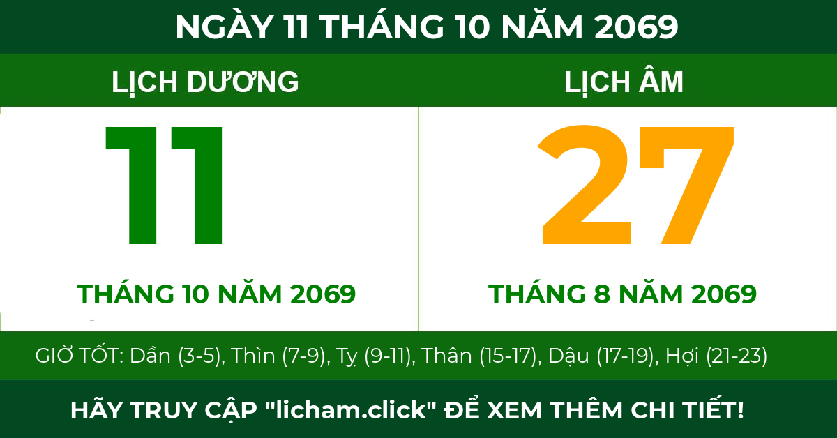 lịch âm ngày 11 tháng 10 năm 2069
