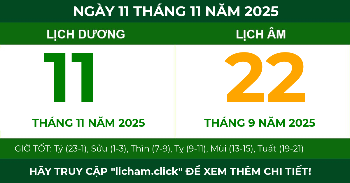 lịch âm ngày 11 tháng 11 năm 2025