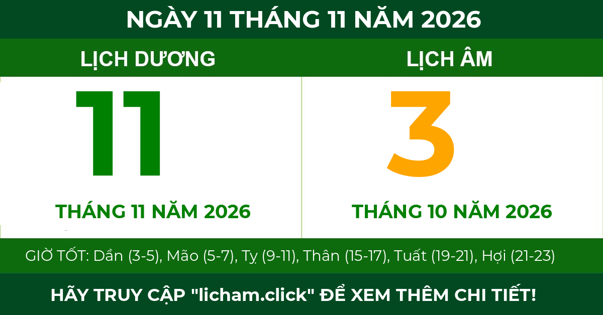 lịch âm ngày 11 tháng 11 năm 2026