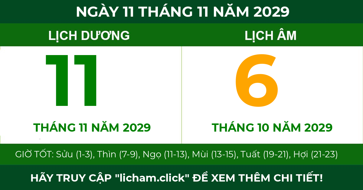 lịch âm ngày 11 tháng 11 năm 2029