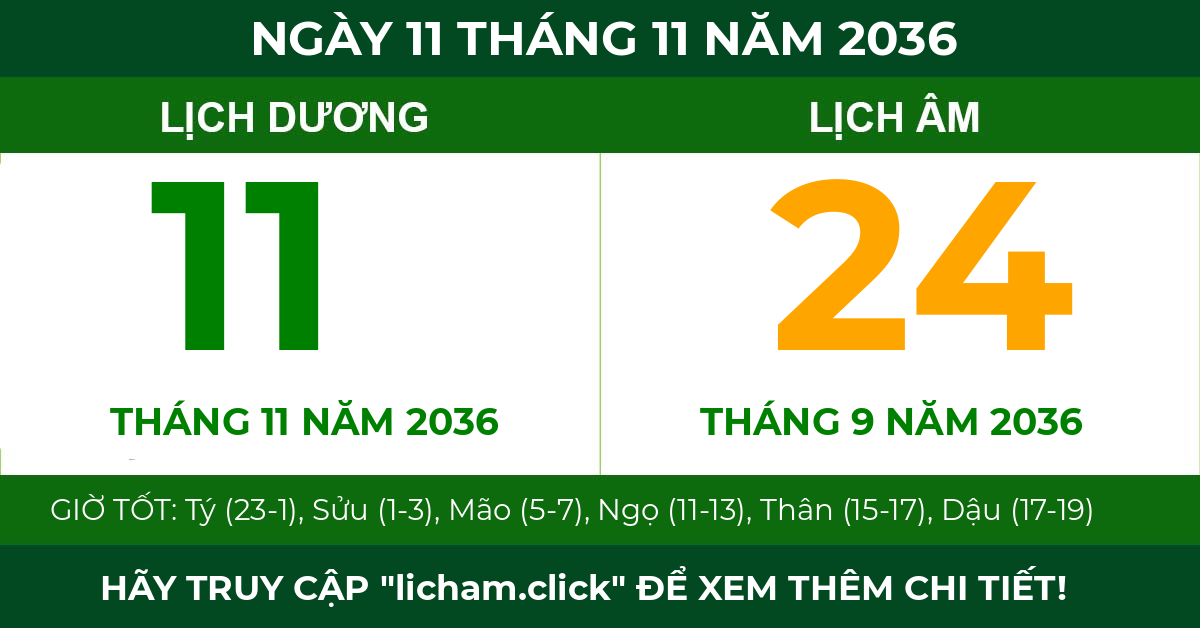 lịch âm ngày 11 tháng 11 năm 2036