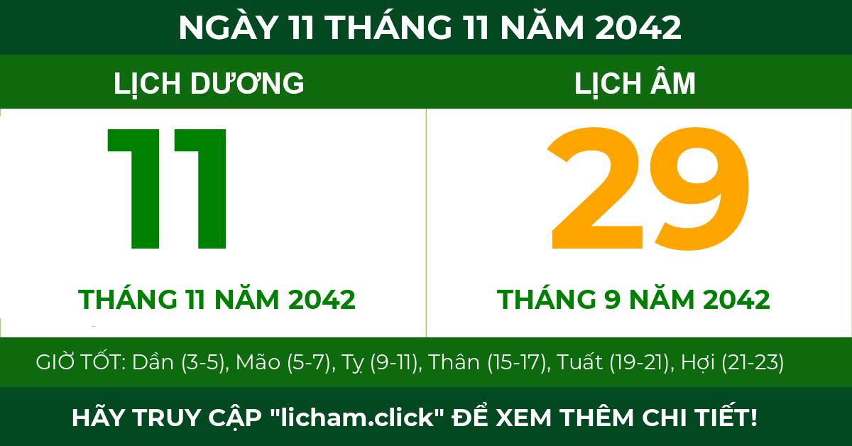 lịch âm ngày 11 tháng 11 năm 2042