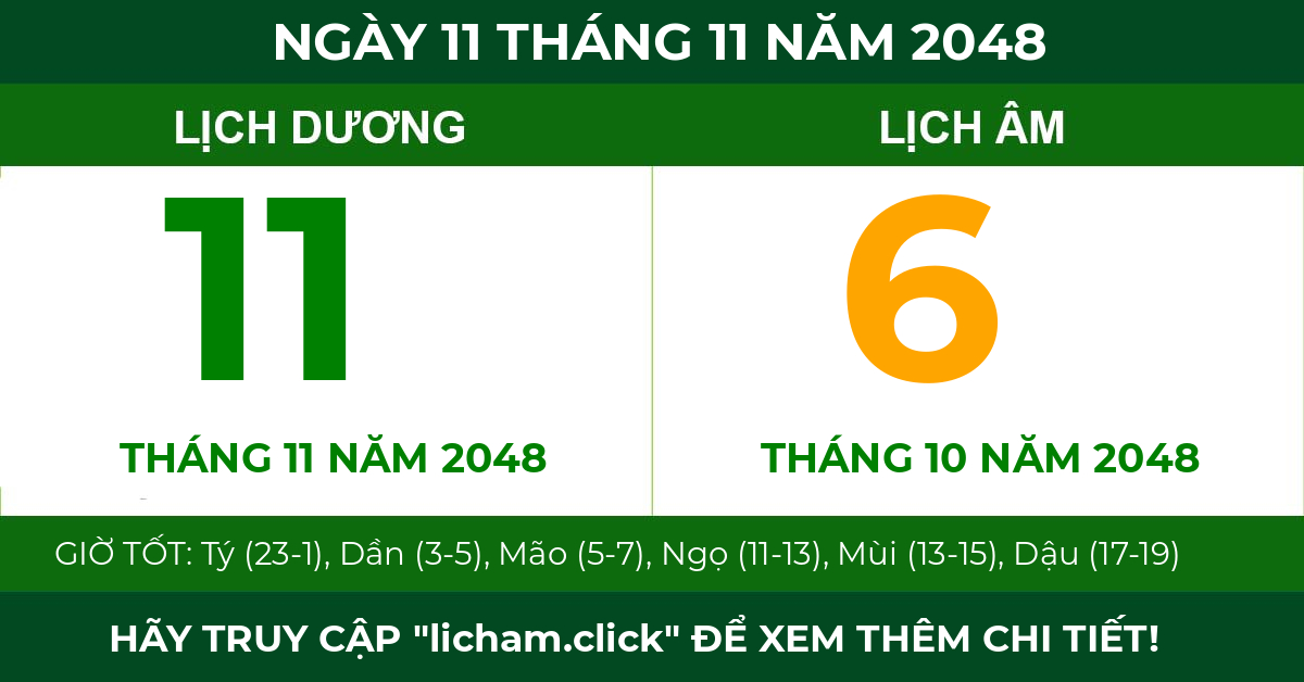 lịch âm ngày 11 tháng 11 năm 2048
