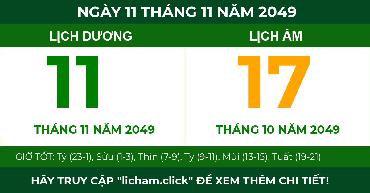 lịch âm ngày 11 tháng 11 năm 2049