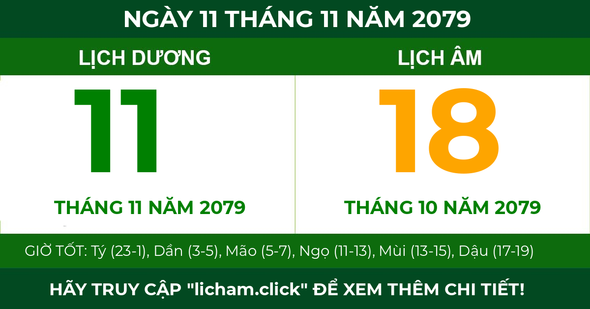lịch âm ngày 11 tháng 11 năm 2079