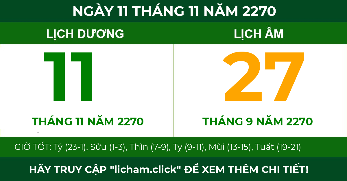 lịch âm ngày 11 tháng 11 năm 2270